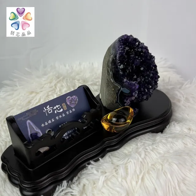 【恬芯晶品】頂級烏拉圭紫水晶帝王紫AA8贈名片座(頂級帝王紫烏拉圭紫水晶名片座招財開運風水財運業績提升)