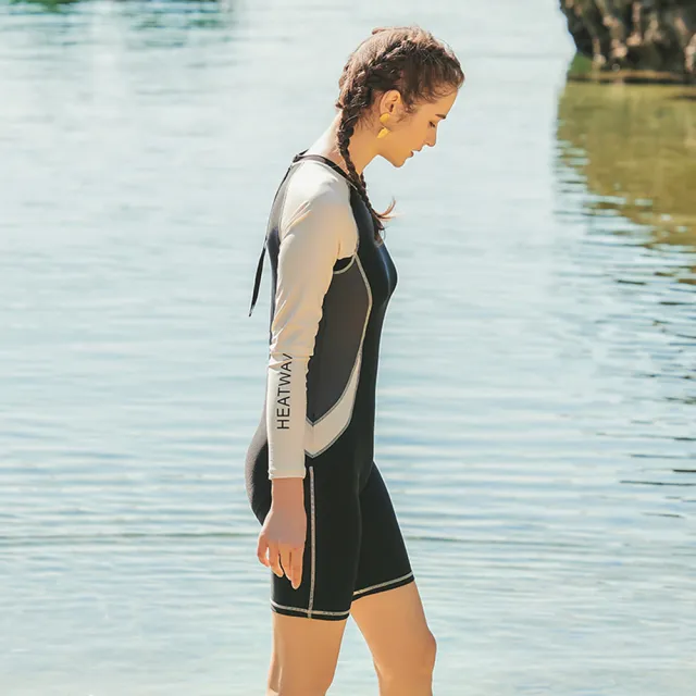 【Heatwave 熱浪】專業連身泳衣新款女長款五分長袖泳裝遮肚顯瘦寬松競技游泳衣(83106/M-2XL)