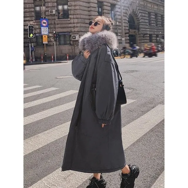 【巴黎精品】現貨+預購 鋪棉外套科技棉大衣麵包服(保暖設計款毛邊過膝素面女外套3色v1an33 5J)