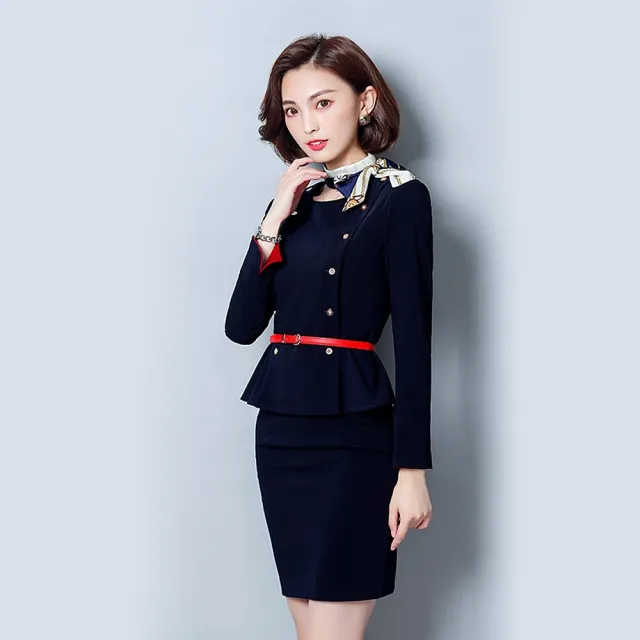 【巴黎精品】現貨+預購 西裝套裝兩件套(圓領雙排扣外套窄裙女西服2款p1bg94)
