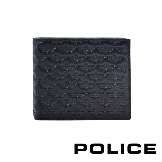 【POLICE】頂級NAPPA小牛皮4卡1零錢袋男用皮夾 艾爾頓系列(黑色 贈送禮提袋)