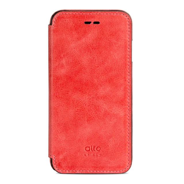 【Alto】iPhone SE2/SE3/7/8 側翻式皮革手機套 Foglia - 珊瑚紅(alto  義大利真皮皮革)