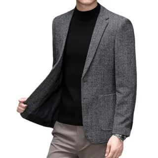 【米蘭精品】現貨+預購 西裝外套修身西服(保暖秋冬羊毛修身休閒男外套2色74da44)