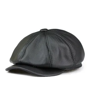 【巴黎精品】現貨+預購 報童帽貝雷帽真皮皮帽(舒適柔軟牛皮八角男女帽子3色v1at1)