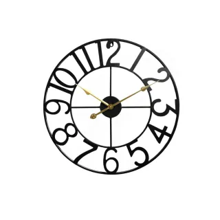 【METER DEER 米鹿】60cm金屬鐵藝十字復古流行阿拉伯數字創意時鐘(時鐘 掛鐘 靜音 牆面擺飾 掛飾)