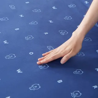 【YVONNE 以旺傢飾】100%美國棉印花床包-熊大 紳士藍 LINE FRIENDS(雙人 純棉)