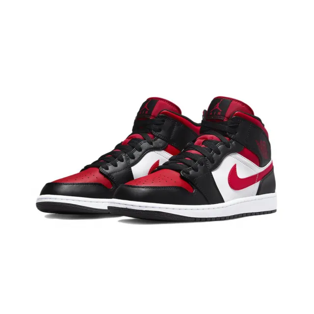 NIKE 耐吉 Air Jordan 1 Mid White Black Red 黑紅腳趾 高筒 休閒鞋 554724-079