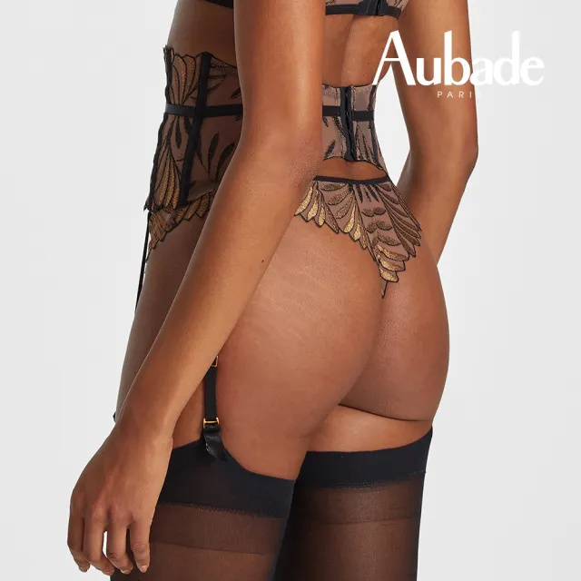 【Aubade】聯名款幻影高腰性感吊襪帶-RC(金葉黑)