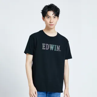 【EDWIN】男裝 人氣復刻款 五彩LOGO短袖T恤(黑色)