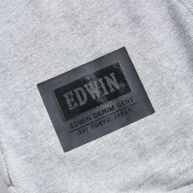 【EDWIN】男裝 人氣復刻款 仿皮牌雙口袋厚長袖T恤(麻灰色)