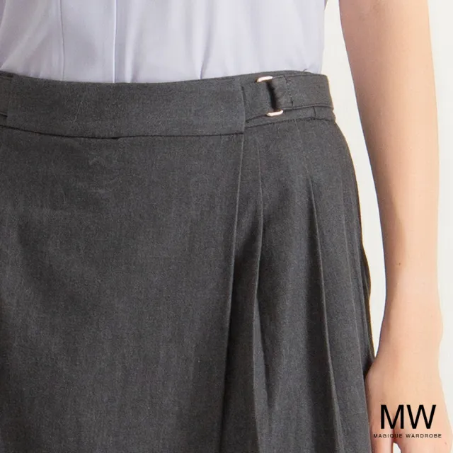 【MAGIQUE WARDROBE】純棉不對襯打褶長褲裙(2色)