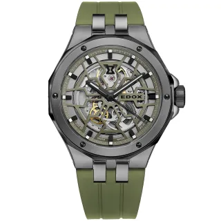 【EDOX 伊度】Delfin Mecano 魔幻巡洋 鏤空200米機械錶/43mm 送禮 禮物 推薦(E85303.357GNCAV.VONB)