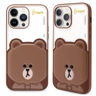 【GARMMA】iPhone 14 Pro 6.1吋LINE FRIENDS 插卡式皮革保護套 嘟嘟熊大