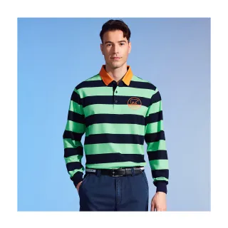【Jack Nicklaus 金熊】GOLF男款網眼條紋設計POLO衫/高爾夫球衫(綠色)