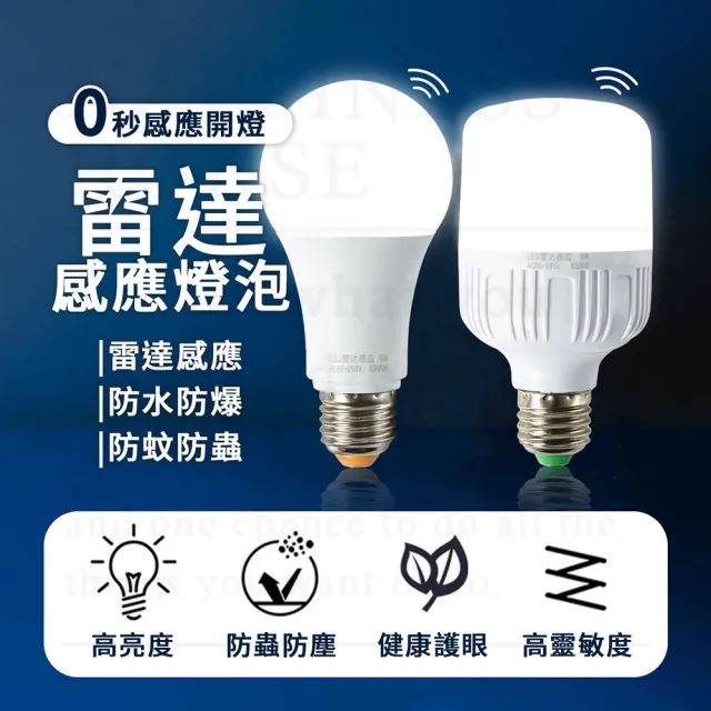 二入組 15W 雷達感應燈炮 LED 感應燈泡 人體感應燈泡 樓梯燈 走廊燈 露臺燈 門口燈