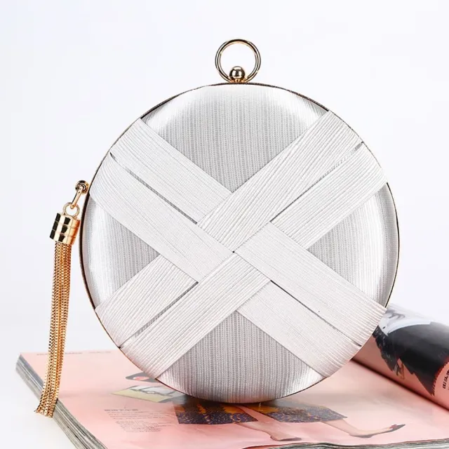 【巴黎精品】現貨+預購 晚宴包手拿包(絲綢編織流蘇小圓包女包包5色v1ah63)