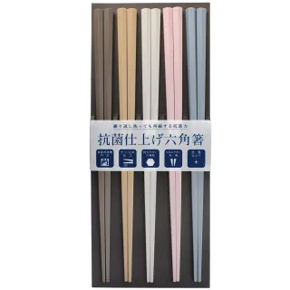 【DAIDOKORO】日本製筷子 莫蘭迪 六角防滑5雙入 彩色 可機洗 抗菌加工(不滾動 洗碗機適用)