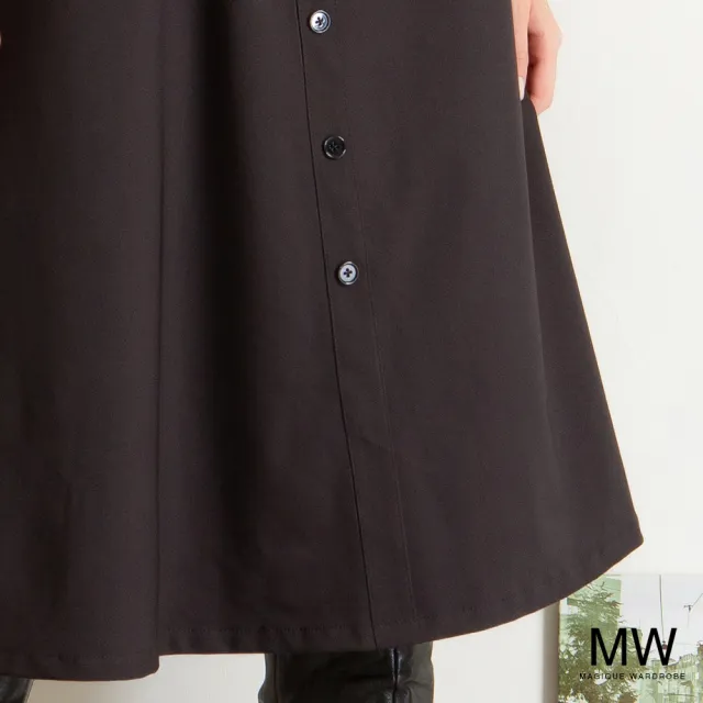 【MAGIQUE WARDROBE】圓領拼接條紋綁帶洋裝(黑白條紋)