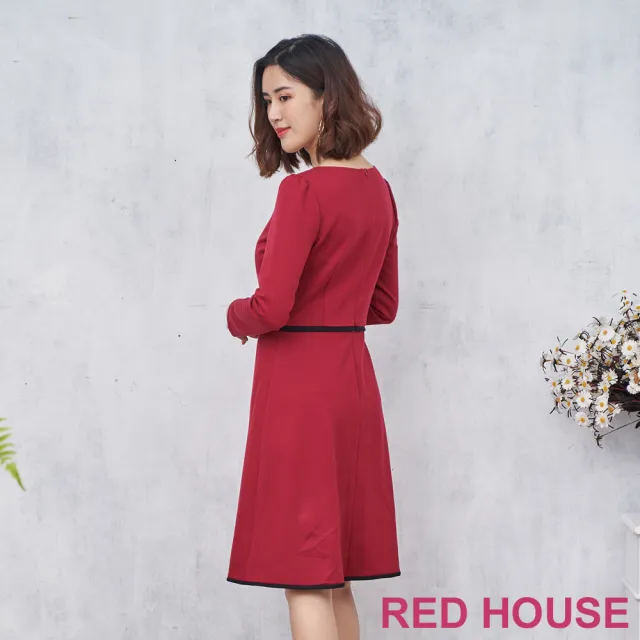 【RED HOUSE 蕾赫斯】素雅刺繡花朵洋裝(共2色)