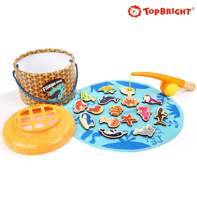 【Top Bright】快樂海洋釣魚組26件組(木質木頭玩具/手眼協調/釣魚玩具)