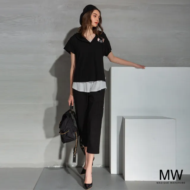 【MAGIQUE WARDROBE】鬆緊綁繩雙口袋窄管褲(2色)