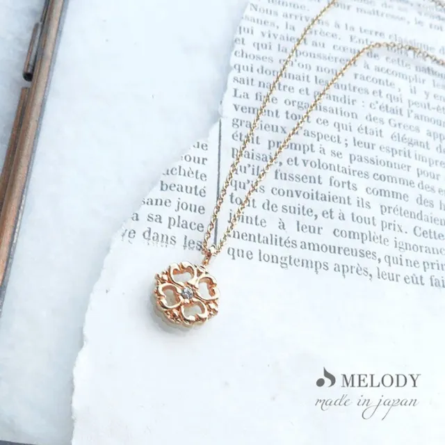 【日本MELODY ACCESSORY】日本製典雅浪漫幸運草鏤空造型銀項鍊 藤蔓花草圖騰 附延長鍊(質感情人節禮物)
