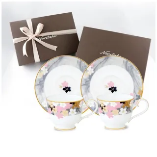 【NORITAKE】月影浮花金邊骨瓷-咖啡對杯(禮盒組 新品上市)