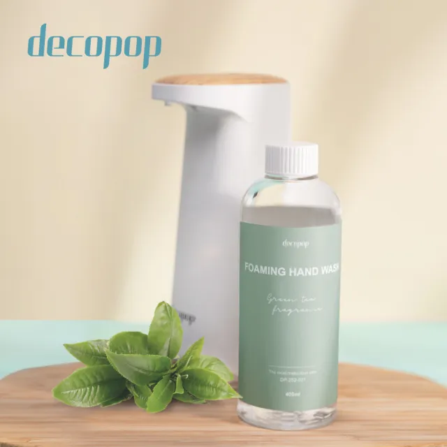 【decopop】抑菌洗手慕斯補充瓶-綠茶清香 400ml(洗手液/洗手乳/給皂機專用)