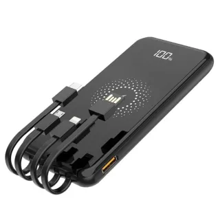 【ASPOR】數位顯示 自帶4線 快充行動電源+15W無線快充(兼具QC/PD快充)