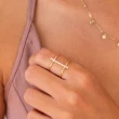 【CReAM】Elete西班牙純銀鍍18k白金色 H型簡約亮鑽鋯石女戒指(新年 過年 送禮 禮物)