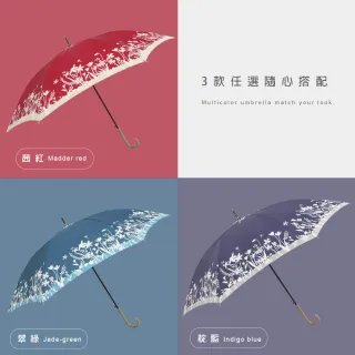 【雨之情】日系花布輕盈直傘花木(雨傘/長傘/長直傘)