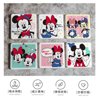 【收納王妃】Disney 迪士尼 米奇米妮派對系列 硬式珪藻土 吸水杯墊 2入/組(尺寸:10x10x0.9cm)