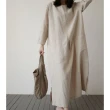【慢。生活】日系寬鬆大碼大口袋棉麻連衣裙-F(麻)