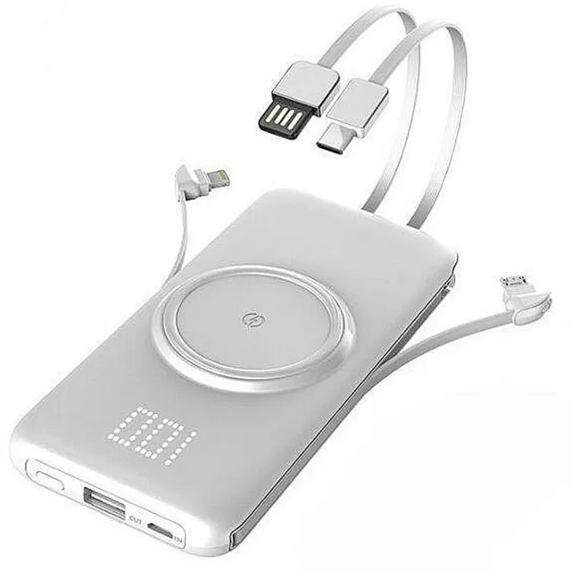 P1 自帶線行動電源20000mah 無線充(自帶四條線/無線充電器)