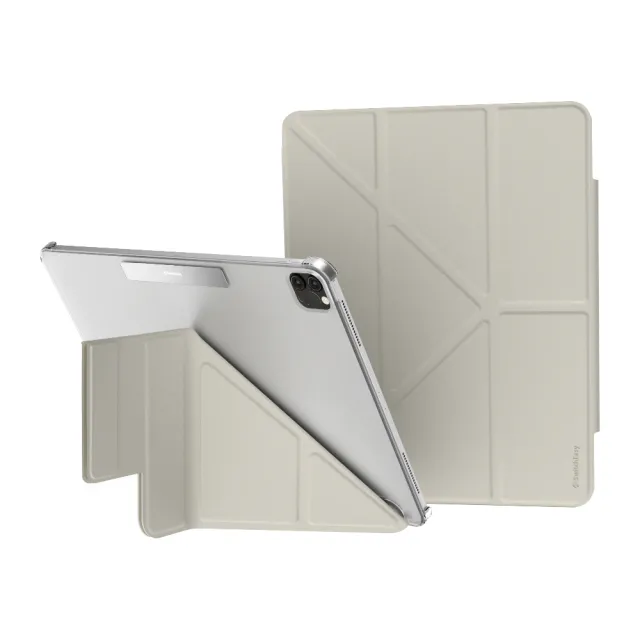 【SwitchEasy 魚骨牌】iPad Pro 12.9吋 Origami Nude 多角度透明保護殼(皮革內襯 耐髒防滑)