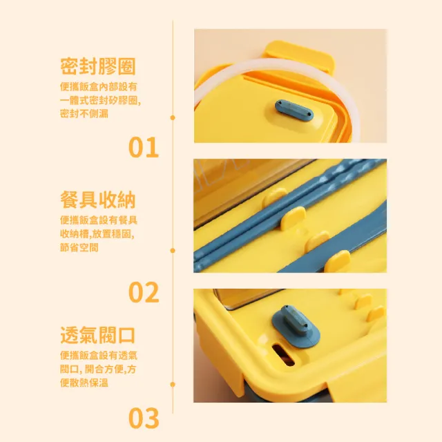 【吃飯追劇】可微波分格便當盒-附餐具(野餐 環保 分隔 餐盒 飯盒 保鮮盒 密封盒 學生午餐盒)