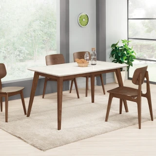 【品愛生活】北歐大理石餐桌實木4.6尺餐桌椅組(一桌四椅)