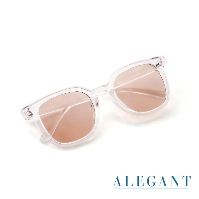 【ALEGANT】霜白棕韓版個性潮流方框墨鏡/UV400太陽眼鏡/韓星配戴款(雪見的白光舞曲)