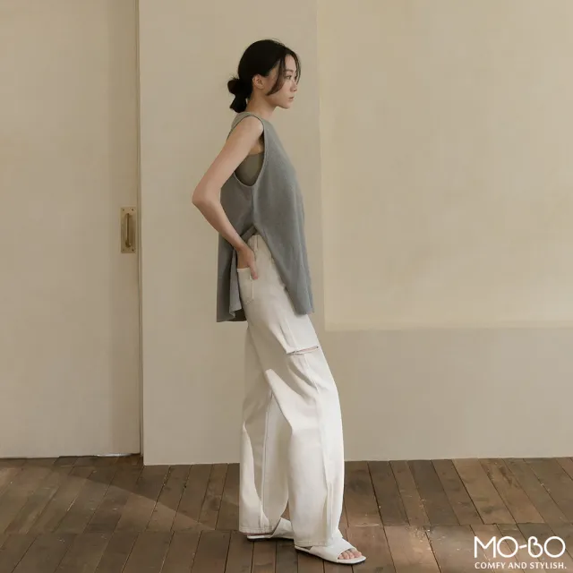 【MO-BO】Basic斜紋水洗側破直筒長褲(褲子)