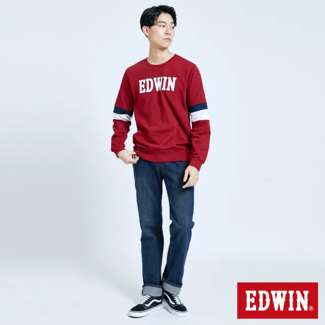 【EDWIN】男裝 大尺碼 FLEX高腰直筒牛仔褲(中古藍)