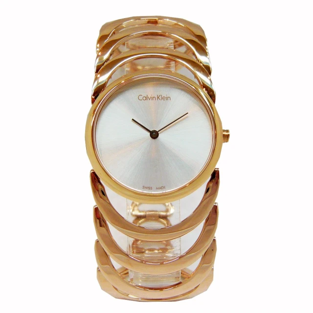 【Calvin Klein 凱文克萊】CK 鏤空曲線之美感時尚女性腕錶-玫瑰金-K4G23626
