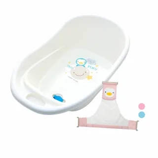【PUKU 藍色企鵝】Smile嬰兒浴盆澡盆組27L(含初生沐浴網)