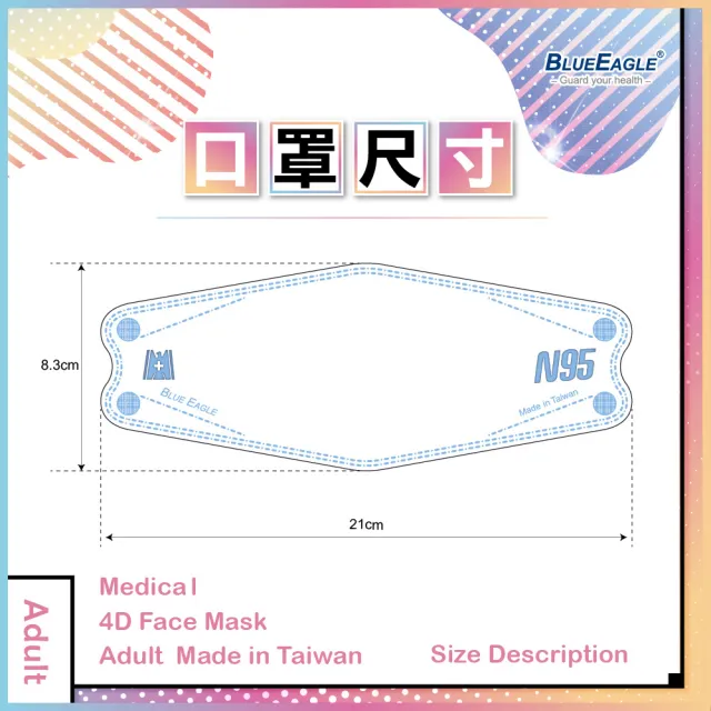 【藍鷹牌】N95 4D立體型醫療成人口罩2盒  30片/盒(12色可選)