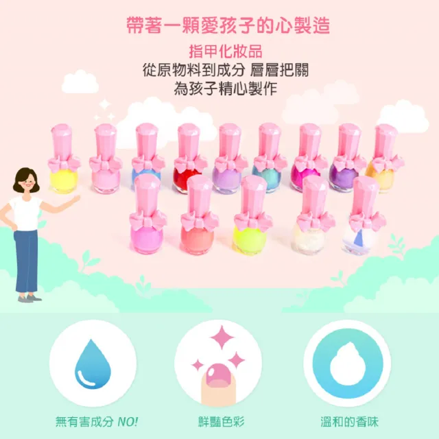 【韓國Pink Princess】兒童可撕安全無毒指甲油3入(薰衣草/紅蘋果/亮片銀)