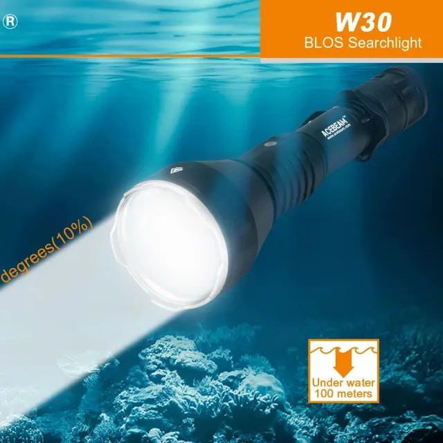 【ACEBEAM】錸特光電 W30 LEP 雷射手電筒(2408米 超遠光束 白激光 遠射筒 潛水手電筒 水下100米)