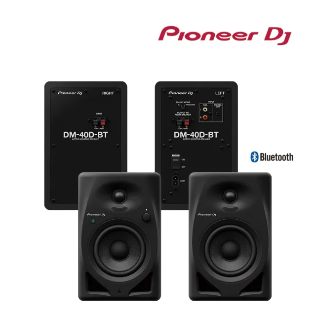 【Pioneer DJ】DM-40D-BT 入門款主動式監聽喇叭-4吋藍牙款 -二色(立體聲)