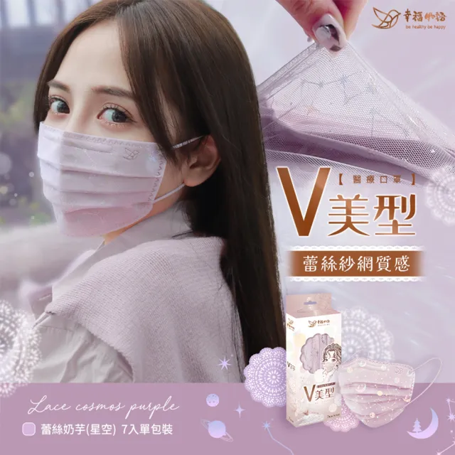 【Injoyyi 幸福物語】V美型蕾絲紗網醫療口罩7入/盒(台灣專利版型 多款任選)