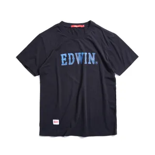 【EDWIN】男裝 人氣復刻款 牛仔LOGO短袖T恤(黑色)