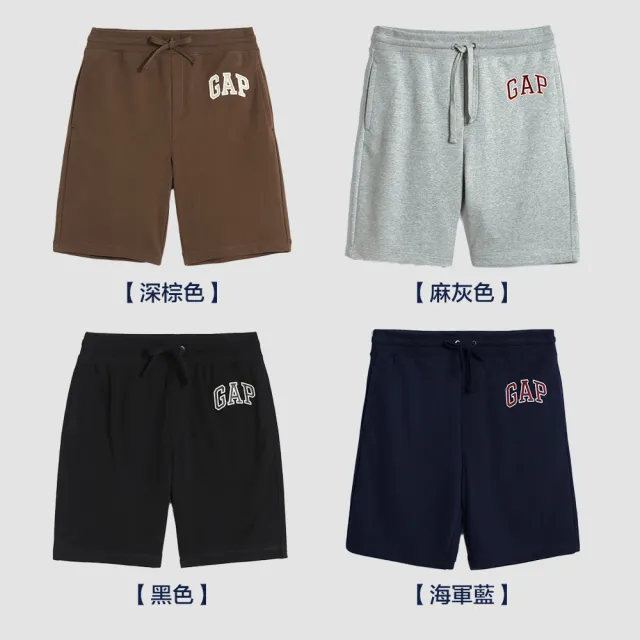 【GAP】男女同款 Logo簡約鬆緊短褲 冰淇淋系列 碳素軟磨法式圈織系列-多色可選(589665)