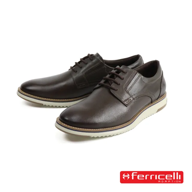 【Ferricelli】巴西時尚素面德比造型休閒鞋 深棕色(F54670-BR)